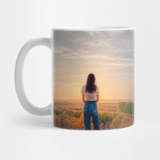 admiring the calm autumn sunset Mug